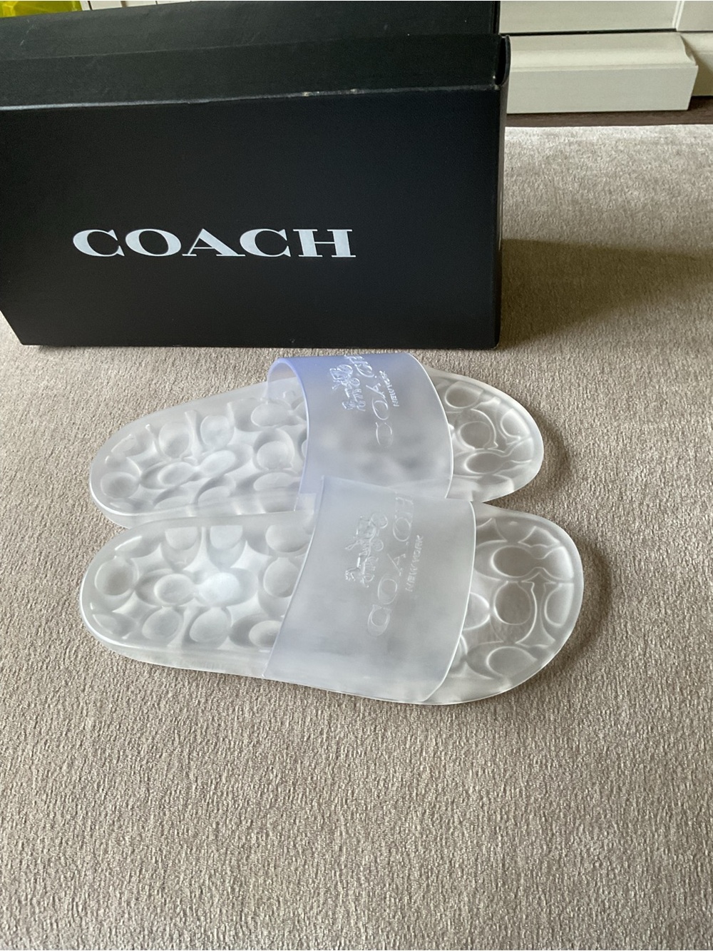 Coach Translucent White Logo Slide Sandals - Picture 4 of 7